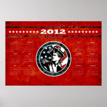 Calendario americano 2012 del poster de la bandera