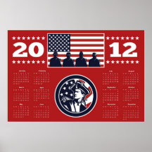 Calendario americano 2012 del poster de la bandera