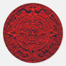 Calendario azteca - rojo etiqueta