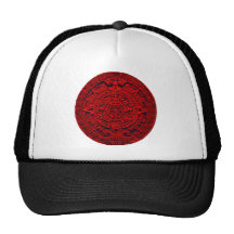 Calendario azteca - rojo gorros bordados