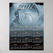 Calendario color de rosa azul poster