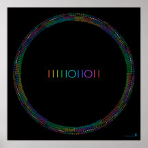 Calendario de 2011 binarios (negro) poster