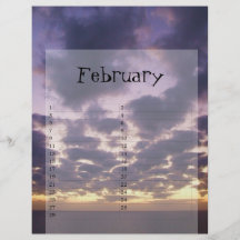 Calendario de febrero tarjetas informativas
