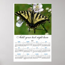 Calendario de pared occidental de la mariposa de 2 poster