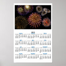 Calendario del poster de los fuegos artificiales