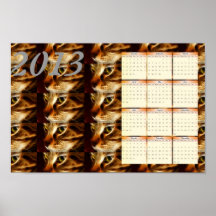 Calendario fantasmal hermoso del gato del fuego impresiones
