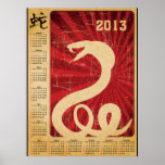 Calendario oriental de la serpiente 2013 de la cob posters