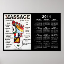 Calendario tailandés del masaje 2011 del pie impresiones