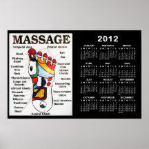 Calendario tailandés del masaje 2012 del pie poster