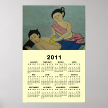Calendario tradicional tailandés del masaje 2011 impresiones