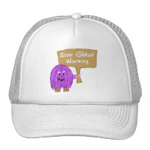 Calentamiento del planeta púrpura de la parada gorros  