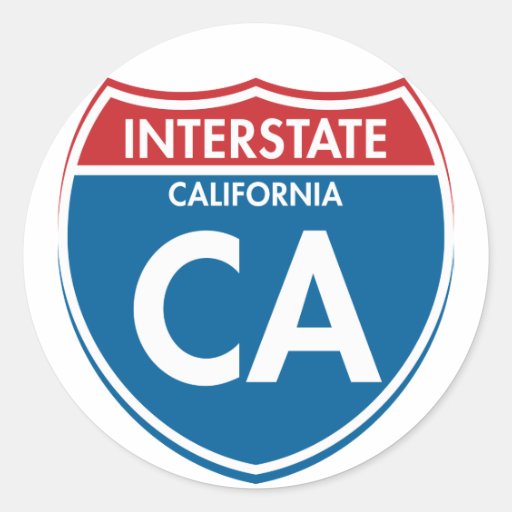 California de un estado a otro CA Pegatina Redonda