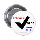 California vota a Obama 2012 Pins