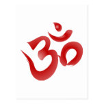 Caligrafía hindú roja de OM Aum Devanagari del sím Tarjetas Postales