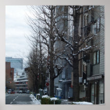 Calle del árbol de la nieve de Japón Poster