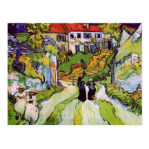 Calle del pueblo con las figuras, Vincent van Gogh Postal
