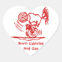 ¡Calorías de la quemadura - no gas! Colcomanias De Corazon Personalizadas