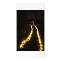 Calzada encendida al arco de luces tarjetas fotograficas personalizadas