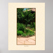 Calzada pavimentada en poster del jardín