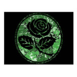 Camafeo color de rosa apenado de la silueta - verd postales