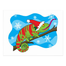 Camaleón del navidad tarjetas postales