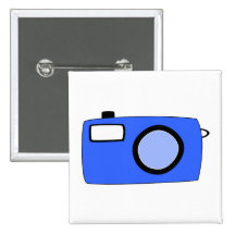 Cámara azul brillante. En blanco Pin