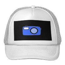 Cámara azul brillante. En negro Gorras