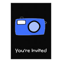Cámara azul brillante. En negro Invitacion Personalizada
