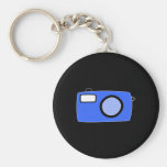 Cámara azul brillante. En negro Llaveros Personalizados