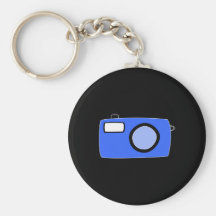 Cámara azul brillante. En negro Llaveros Personalizados