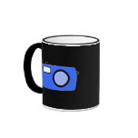 Cámara azul brillante. En negro Tazas De Café