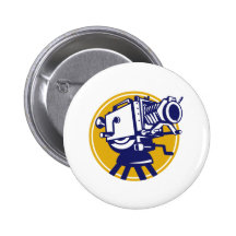Cámara de la película de cine del vintage retra pins