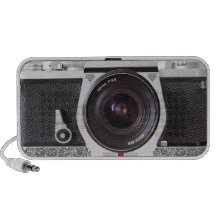 Cámara de SLR con la voluta en el altavoz del meta