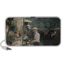 camarero francés del café altavoces