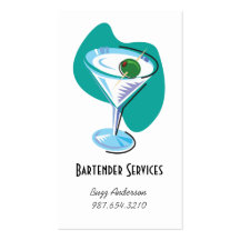 camarero martini glass_teal tarjeta de visita