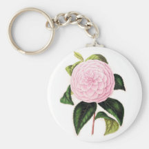 Camelia rosada llavero personalizado