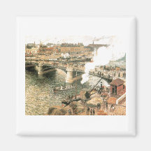 Camille Pissarro - puente lluvioso 1896 del río de Imán De Nevera