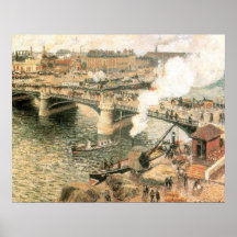 Camille Pissarro - puente lluvioso 1896 del río de Poster