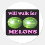 caminará para el negro de los melones con rosa pegatinas  