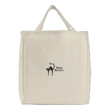 Camisa bordada adaptable del gato negro bolsas