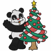 Camisa bordada del oso de panda del navidad