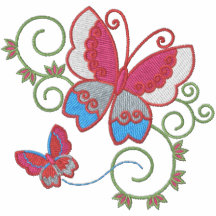 Camisa bordada mariposa bonita de la primavera