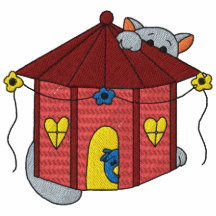 Camisa bordada pájaro de acecho del gato