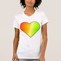 Camisa del corazón del arco iris de Womes
