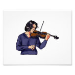 Camisa femenina del azul del jugador del violín impresiones fotográficas