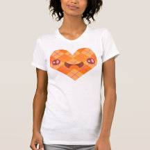 Camiseta anaranjada del corazón de la tarjeta del 