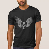 Camiseta coa alas gris del cráneo camisetas