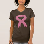 Camiseta de las señoras de Pink-Ribbon-Heart-3D