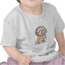 Camiseta del bebé de Bichon Frise del arco iris