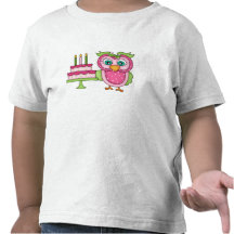 Camiseta del búho del cumpleaños del rosa del ~ de